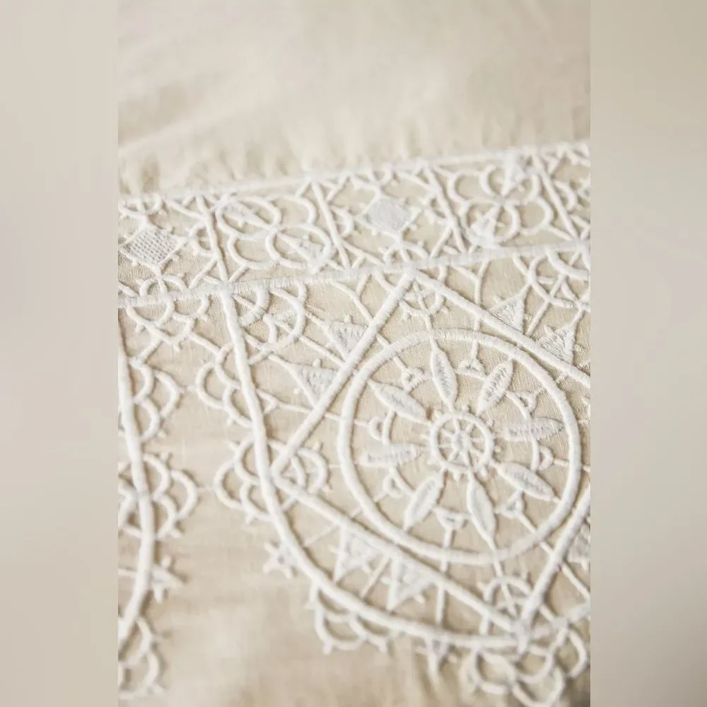 Anthropologie LOUISA EMBROIDERED MELANGE DUVET Style 4540G292AA BIRCH Queen King
